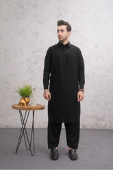 Black Wash & Wear Kameez Shalwar