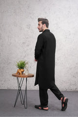 Black Wash & Wear Kameez Shalwar