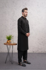 Black Wash & Wear Kameez Shalwar