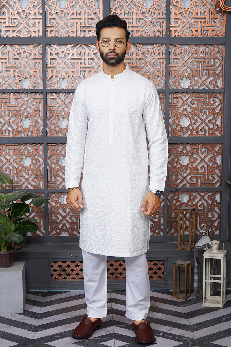 WHITE EMB KURTA