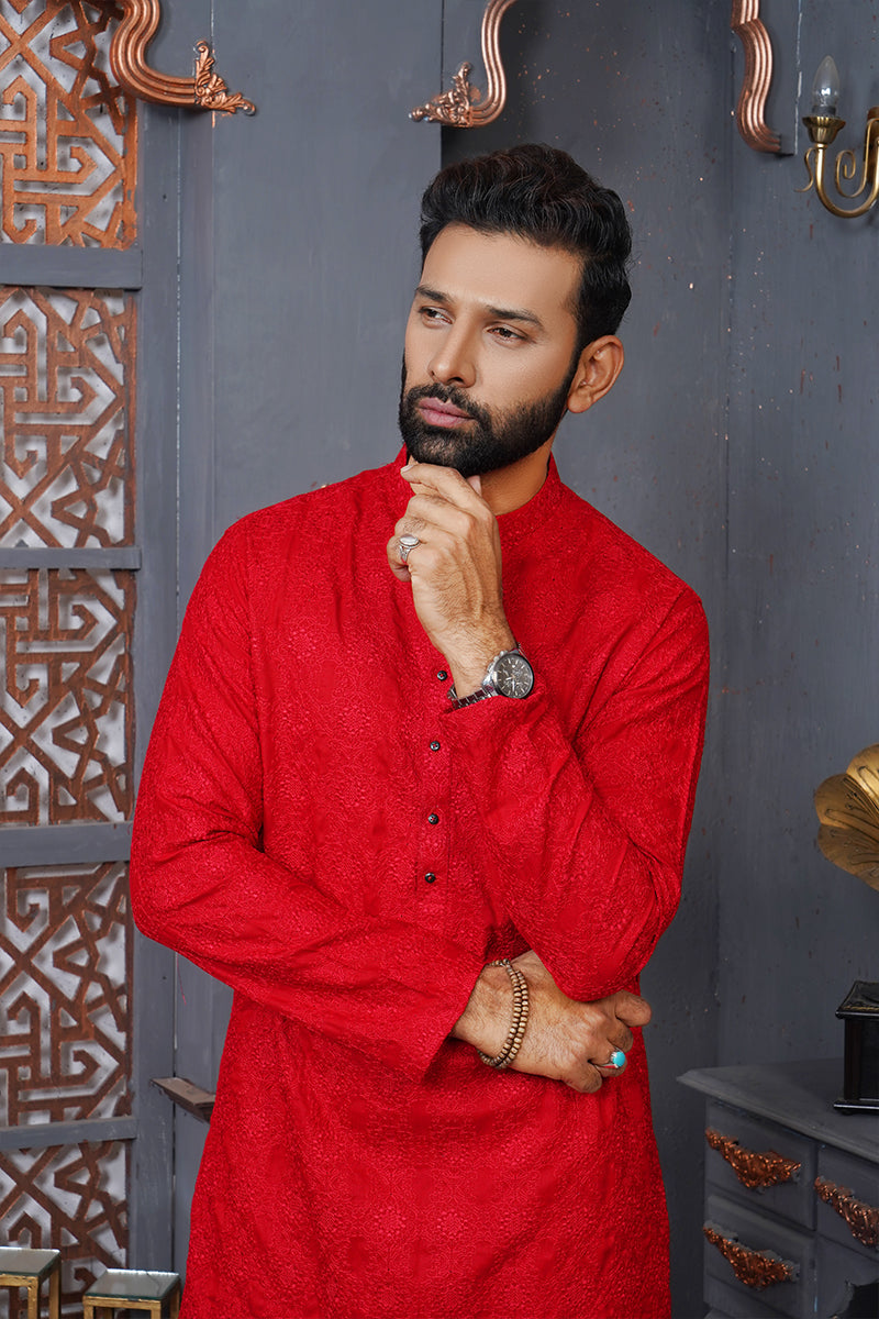 MEHROON EMB KURTA