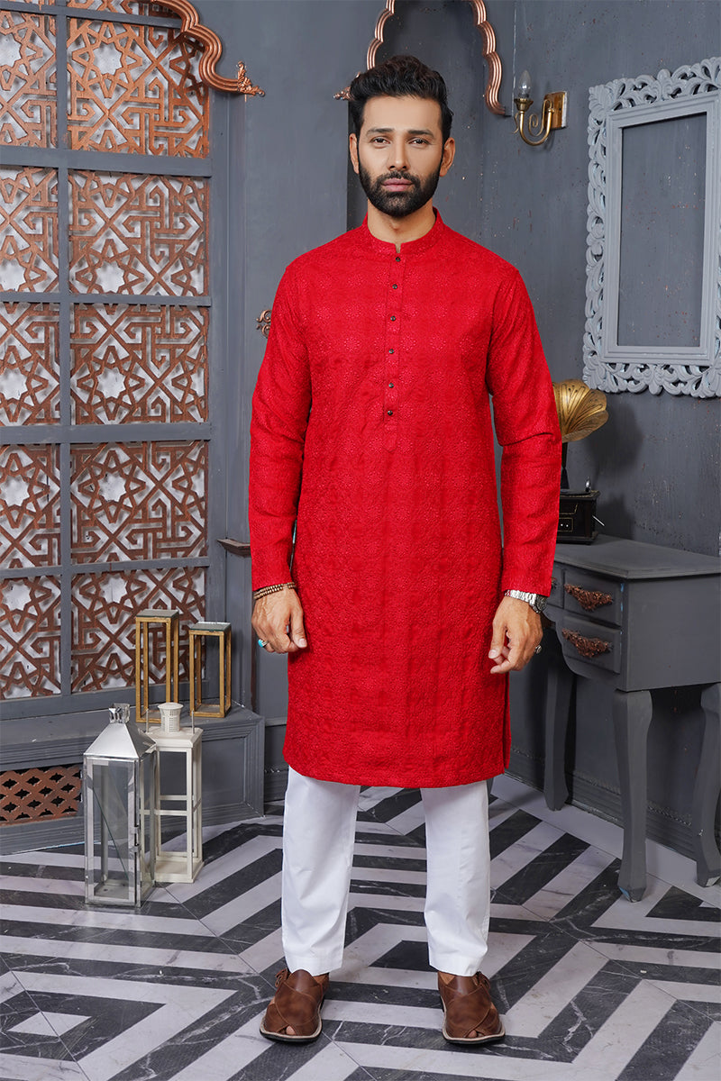 MEHROON EMB KURTA